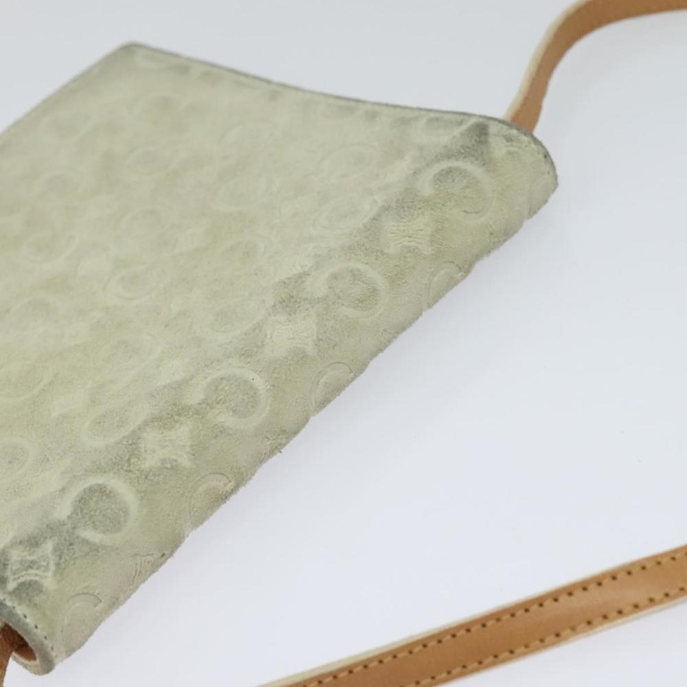 CELINE C Macadam Canvas Shoulder Wallet Suede White Auth 112493 - Picture 6 of 16